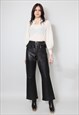 Vintage Ladies Vintage Trousers Black Leather Flared