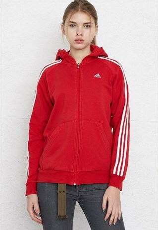 VINTAGE RED ADIDAS ZIP TRACK JACKET