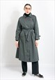 VINTAGE BELTED TRENCH COAT IN GREY
