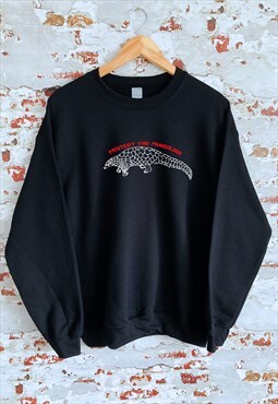 Protect The Pangolin wildlife print Black Sweatshirt