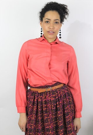 VINTAGE 1980S CORAL SILKY BLOUSE