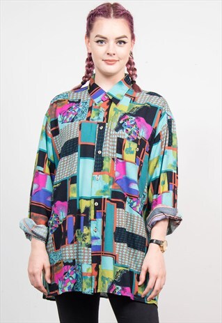 90'S CRAZY BRIGHT MULTICOLOUR OVERSIZE SHIRT