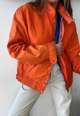 VINTAGE 80S K-WAY ORANGE PUFFER JACKET PARKA COAT SKI