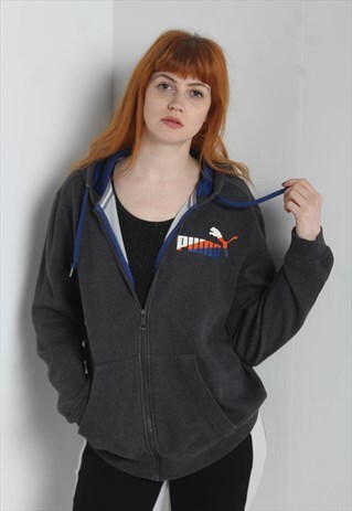 VINTAGE PUMA ZIP UP HOODIE - GREY