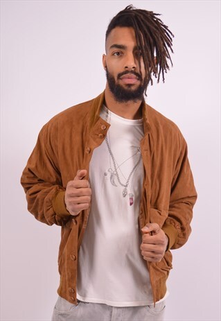MENS VINTAGE SUEDE JACKET MEDIUM BROWN 90S