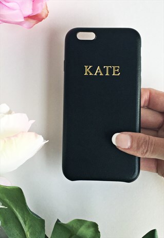 BLACK PU LEATHER EMBOSSED PHONE CASE