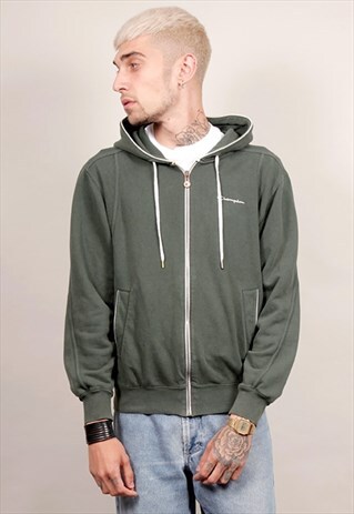 90'S VINTAGE CHAMPION FOREST GREEN ZIP-UP HOODIE