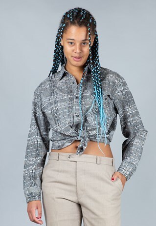 VINTAGE ABSTRACT PATTERN VISCOSE FESTIVAL SHIRT. UNISEX.