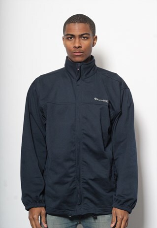 VINTAGE CHAMPION LOGO JACKET TRACK TOP LOGO BLUE