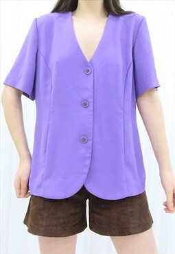 80s Vintage Purple Blouse Shirt