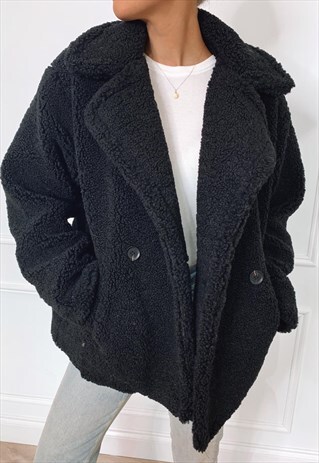 NOELLE TEDDY COAT - BLACK