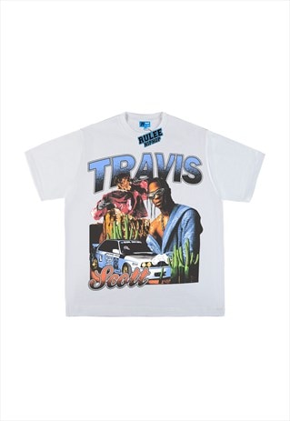 White Retro Travis Scott  Graphic Cotton T shirt tee