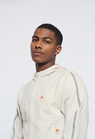 VINTAGE ADIDAS 1/4 ZIP HOODIE CREAM