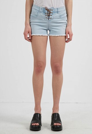 VINTAGE BLUE DENIM MINI SHORTS