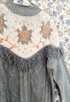 VINTAGE 80'S FLORAL PASTEL KNIT JUMPER- M/L
