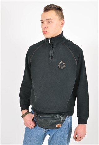 VINTAGE 80'S 1/4 ZIP SWEATSHIRT IN BLACK