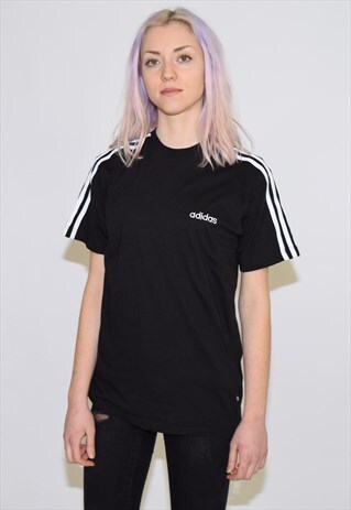 VINTAGE 90S BLACK ADIDAS CREW NECK T SHIRT