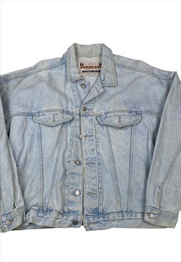 Baby blue full button up guess denim jacket