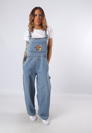 DENIM DUNGAREES WINNIE THE POOH WIDE LEG UK 12 (D2O)