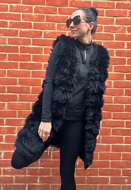 Black Faux Fur Gilet Jacket