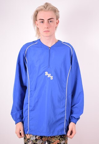 NIKE MENS VINTAGE PULLOVER JACKET LARGE BLUE 90S