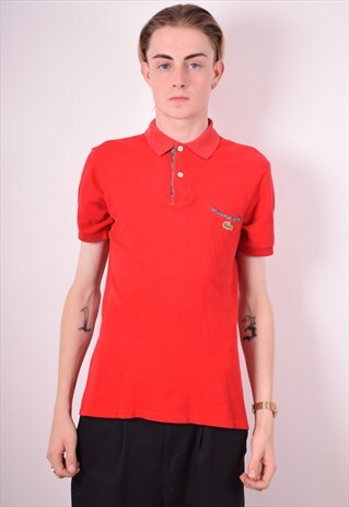 LACOSTE MENS VINTAGE POLO SHIRT MEDIUM RED 90S