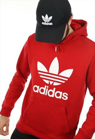 VINTAGE ADIDAS ORIGINALS BIG TREFOIL HOODIE SWEATSHIRT