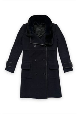 Womens Burberry prorsum Coat blue faux fur collar