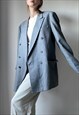 VINTAGE GREY PINSTRIPE WOOL BLEND BLAZER SIZE L