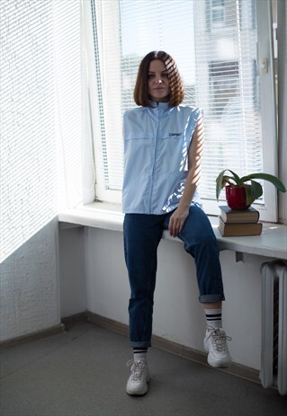 VINTAGE 90'S BLUE HIGH COLLAR VEST