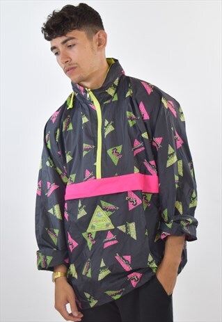 VINTAGE PATTERNED FESTIVAL PAC A MAC CAGOULE RAIN JACKET