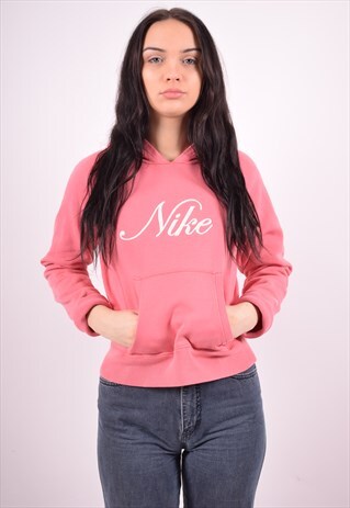 NIKE WOMENS VINTAGE HOODIE JUMPER LARGE PINK 90'S