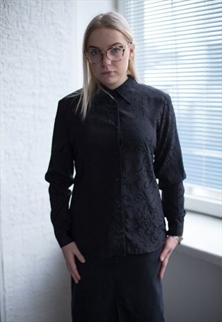 VINTAGE 80'S BLACK PATTERNED SHIRT