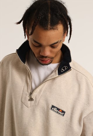 VINTAGE ELLESSE EMBROIDERED LOGO 1/4 ZIP SWEATSHIRT