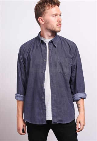 VINTAGE CORDUROY CORD SHIRT BLUE
