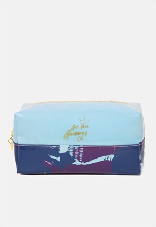 GET YOUR GODDESS ON GRAFFITI BLUE SQUARE COSMETIC BAG