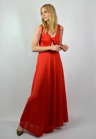 VINTAGE RED SUMMER EVENING / PROM MAXI DRESS