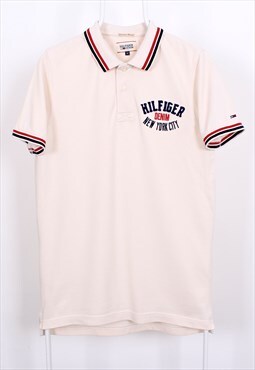 Hilfiger Denim Polo T-Shirt in cream colour,  Vintage.