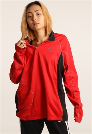 VINTAGE CHAMPION APPLIQUE LOGO 1/4 ZIP SWEATSHIRT