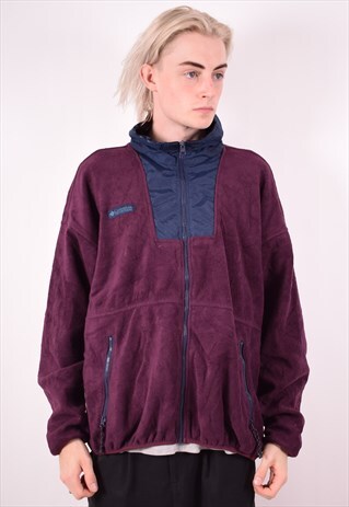 COLUMBIA MENS VINTAGE FLEECE JACKET XXL MAROON 90S