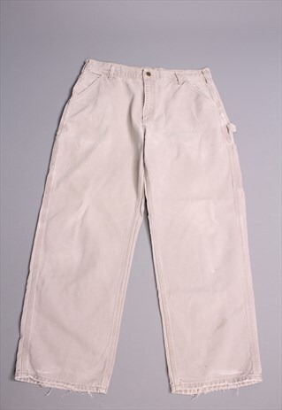VINTAGE 90S CREAM CARHARTT TROUSERS/ PANTS. BAGGY/ SKATER.