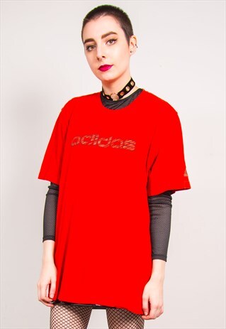 ADIDAS VINTAGE 90'S RED OVERSIZED T-SHIRT