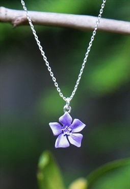 Periwinkle Blue Flower Petite Pendant Necklace
