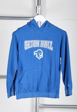 Vintage Champion Hoodie in Blue Pullover Lounge Jumper XS