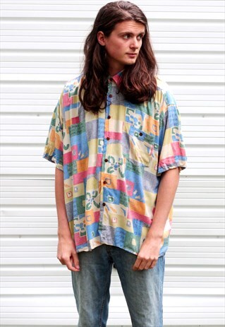 1990'S VINTAGE ABSTRACT PRINT FESTIVAL SHIRT