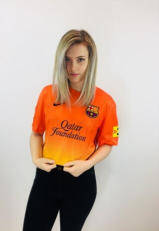 VINTAGE NIKE BARCELONA FC CROPPED FESTIVAL FOOTBALL SHIRT