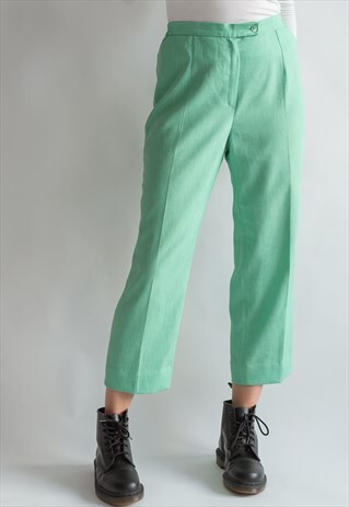 VINTAGE 80S PASTEL CROPPED TROUSERS IN STRAIGHT FIT