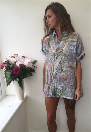 CRAZY PATTERN OVERSIZED UNISEX RETRO VINTAGE FESTIVAL SHIRT