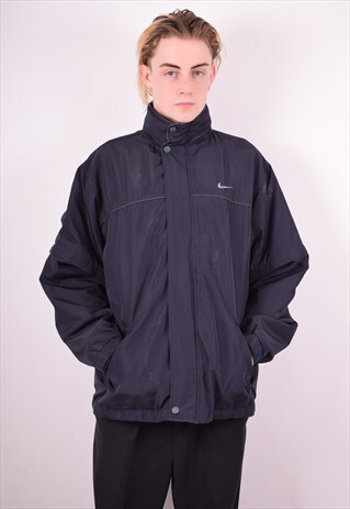 NIKE MENS VINTAGE JACKET LARGE NAVY BLUE 90'S