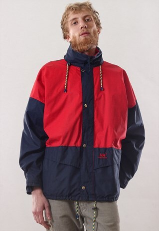 90S VINTAGE MENS HELLY HANSEN WINDBREAKER LOGO JACKET